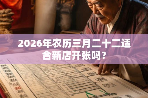 2026年农历三月二十二适合新店开张吗？