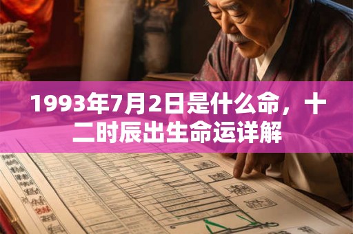 1993年7月2日是什么命，十二时辰出生命运详解