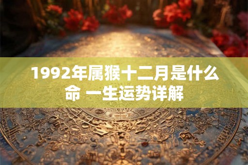 1992年属猴十二月是什么命 一生运势详解