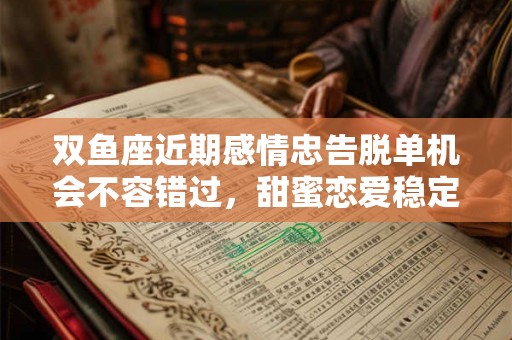 双鱼座近期感情忠告脱单机会不容错过,甜蜜恋爱稳定婚姻 双鱼座近期感情忠告脱单机会不容错过,甜蜜恋爱稳定婚姻