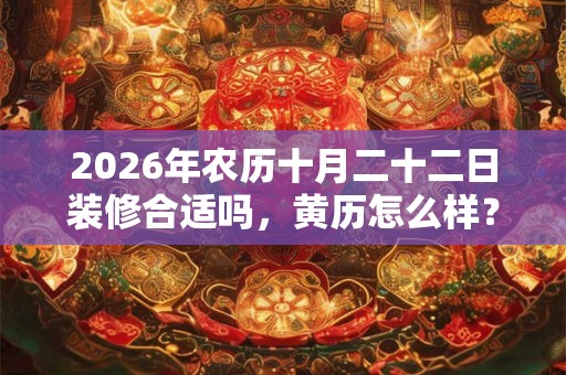 2026年农历十月二十二日装修合适吗，黄历怎么样？
