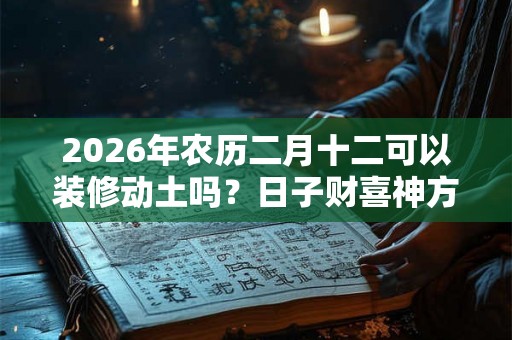 2026年农历二月十二可以装修动土吗？日子财喜神方位？