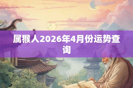 属猴人2026年4月份运势查询