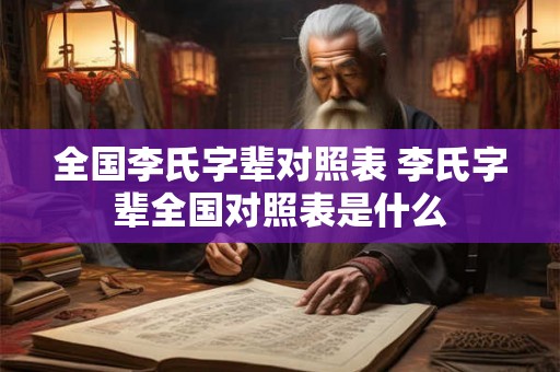 全国李氏字辈对照表 李氏字辈全国对照表是什么