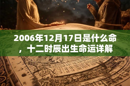 2006年12月17日是什么命，十二时辰出生命运详解