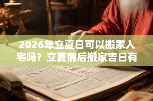 2026年立夏日可以搬家入宅吗?立夏前后搬家吉日有哪些? 2026年立夏日可以搬家入宅吗?立夏前后搬家吉日有哪些?