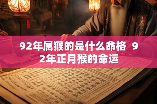 92年属猴的是什么命格  92年正月猴的命运
