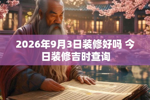 2026年9月3日装修好吗 今日装修吉时查询