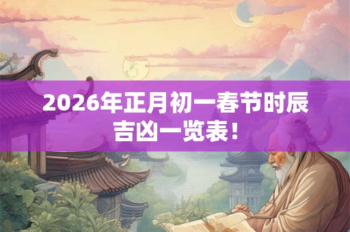 2026年正月初一春节时辰吉凶一览表！
