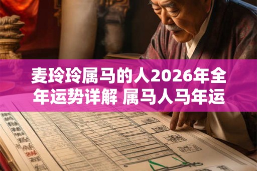 麦玲玲属马的人2026年全年运势详解 属马人马年运程及每月运势