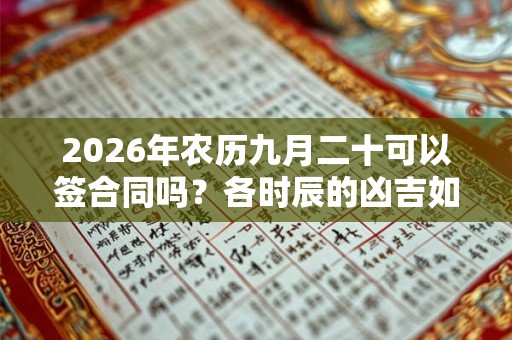 2026年农历九月二十可以签合同吗?各时辰的凶吉如何? 2026年农历九月二十可以签合同吗?各时辰的凶吉如何?