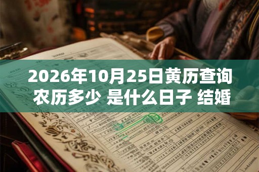 2026年10月25日黄历查询 农历多少 是什么日子 结婚吉时