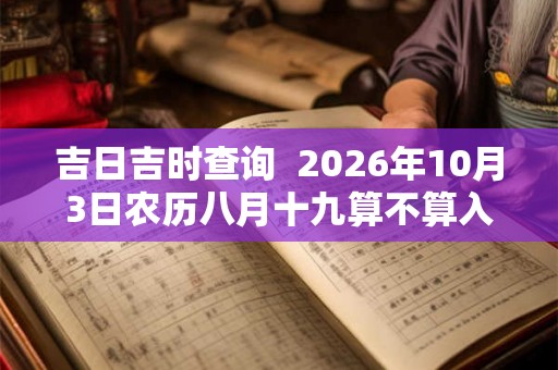 吉日吉时查询  2026年10月3日农历八月十九算不算入宅好日子