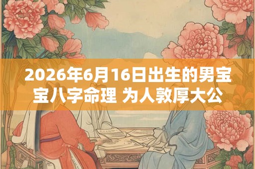 2026年6月16日出生的男宝宝八字命理 为人敦厚大公无私 2026年6月16日出生的男宝宝八字命理 为人敦厚大公无私