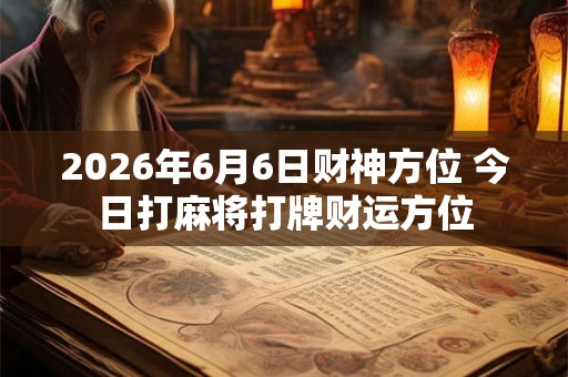 2026年6月6日财神方位 今日打麻将打牌财运方位