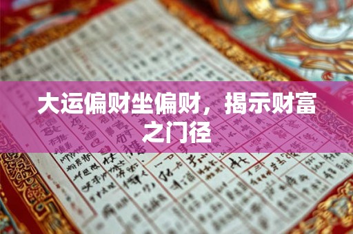 大运偏财坐偏财,揭示财富之门径 大运偏财坐偏财,揭示财富之门径