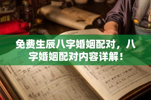免费生辰八字婚姻配对，八字婚姻配对内容详解！