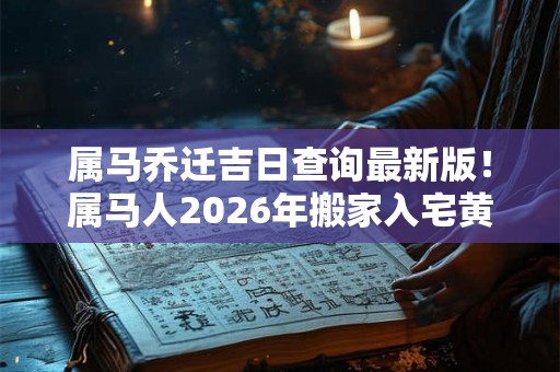 属马乔迁吉日查询最新版!属马人2026年搬家入宅黄道吉日查询 属马乔迁吉日查询最新版!属马人2026年搬家入宅黄道吉日查询