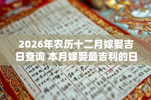 2026年农历十二月嫁娶吉日查询 本月嫁娶最吉利的日子是哪天 2026年农历十二月嫁娶吉日查询 本月嫁娶最吉利的日子是哪天