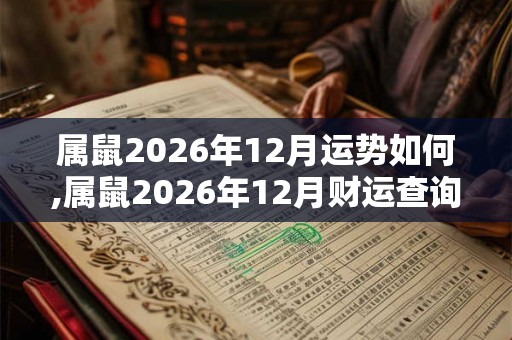 属鼠2026年12月运势如何,属鼠2026年12月财运查询