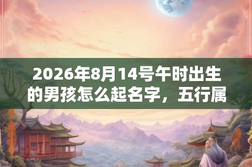 2026年8月14号午时出生的男孩怎么起名字，五行属什么