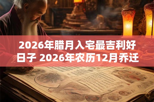 2026年腊月入宅最吉利好日子 2026年农历12月乔迁吉日