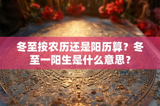 冬至按农历还是阳历算？冬至一阳生是什么意思？