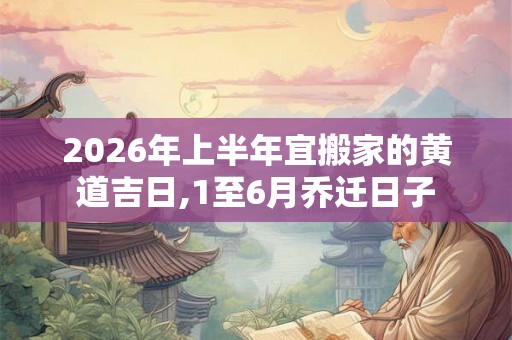 2026年上半年宜搬家的黄道吉日,1至6月乔迁日子