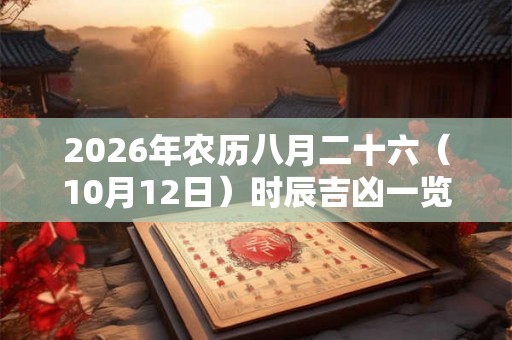 2026年农历八月二十六（10月12日）时辰吉凶一览！