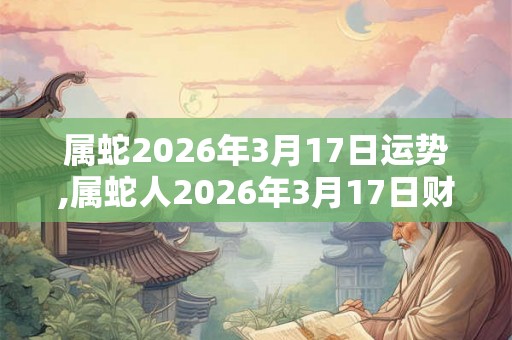 属蛇2026年3月17日运势,属蛇人2026年3月17日财运,生肖蛇2026年3月17日运势