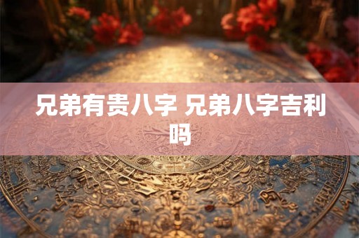 兄弟有贵八字 兄弟八字吉利吗