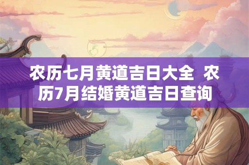 农历七月黄道吉日大全  农历7月结婚黄道吉日查询