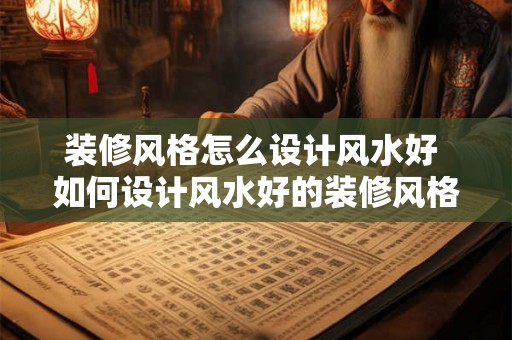 装修风格怎么设计风水好 如何设计风水好的装修风格