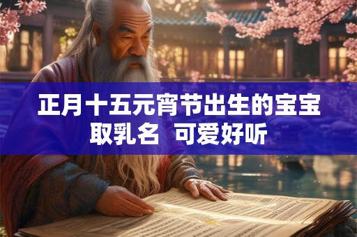 正月十五元宵节出生的宝宝取乳名  可爱好听