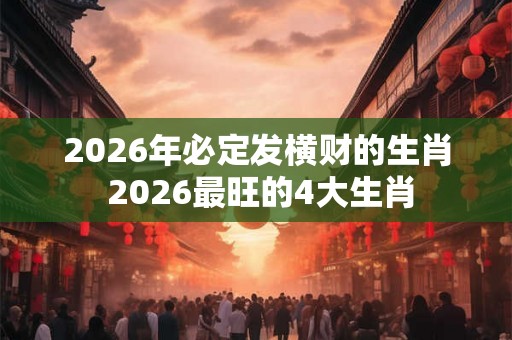 2026年必定发横财的生肖 2026最旺的4大生肖