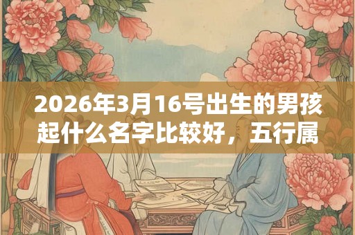 2026年3月16号出生的男孩起什么名字比较好，五行属什么