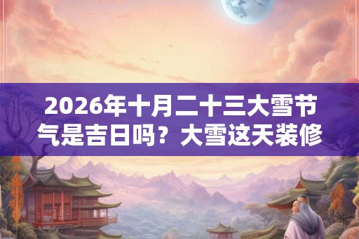 2026年十月二十三大雪节气是吉日吗?大雪这天装修动土好吗? 2026年十月二十三大雪节气是吉日吗?大雪这天装修动土好吗?