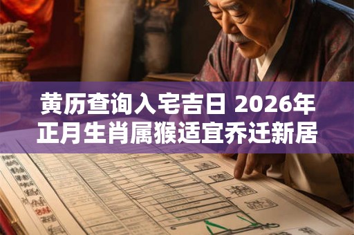黄历查询入宅吉日 2026年正月生肖属猴适宜乔迁新居的日子
