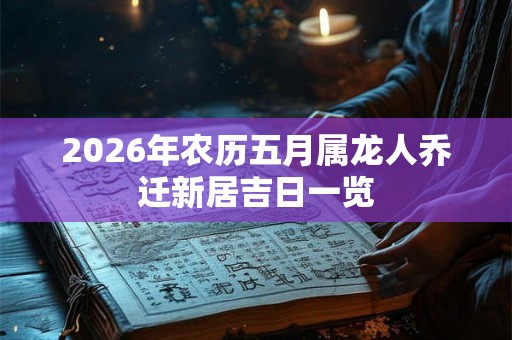2026年农历五月属龙人乔迁新居吉日一览