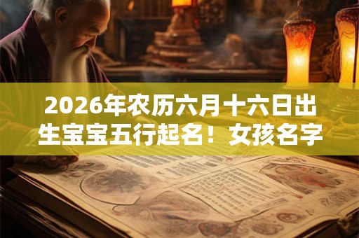 2026年农历六月十六日出生宝宝五行起名!女孩名字 2026年农历六月十六日出生宝宝五行起名!女孩名字