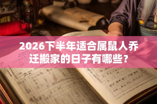 2026下半年适合属鼠人乔迁搬家的日子有哪些？