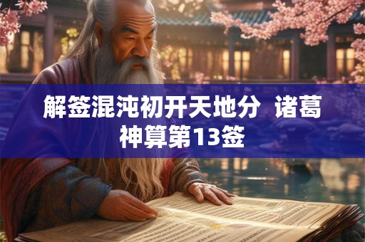 解签混沌初开天地分  诸葛神算第13签