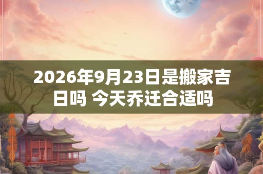 2026年9月23日是搬家吉日吗 今天乔迁合适吗