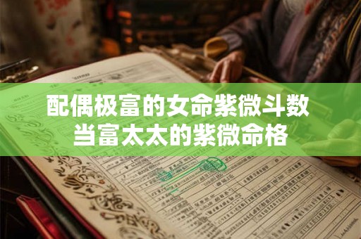 配偶极富的女命紫微斗数 当富太太的紫微命格