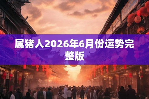 属猪人2026年6月份运势完整版