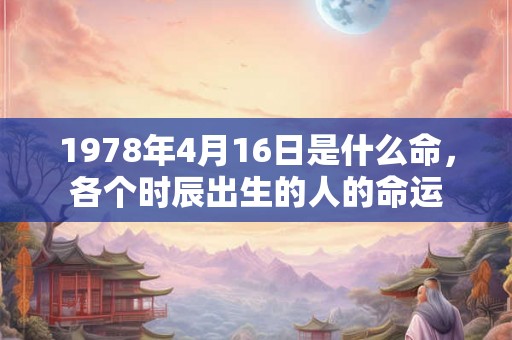 1978年4月16日是什么命，各个时辰出生的人的命运