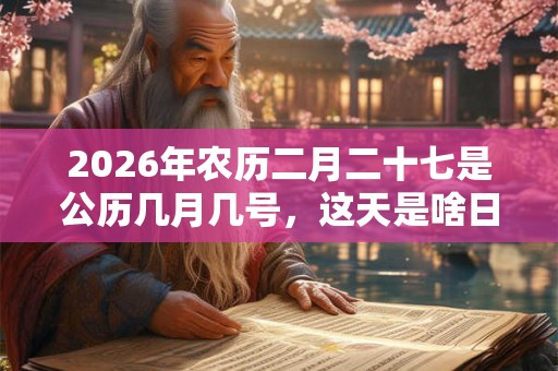 2026年农历二月二十七是公历几月几号，这天是啥日子？