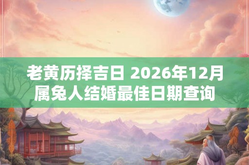 老黄历择吉日 2026年12月属兔人结婚最佳日期查询