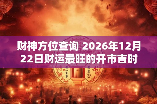 财神方位查询 2026年12月22日财运最旺的开市吉时 财神方位查询 2026年12月22日财运最旺的开市吉时
