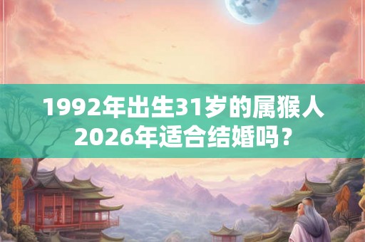 1992年出生31岁的属猴人2026年适合结婚吗？